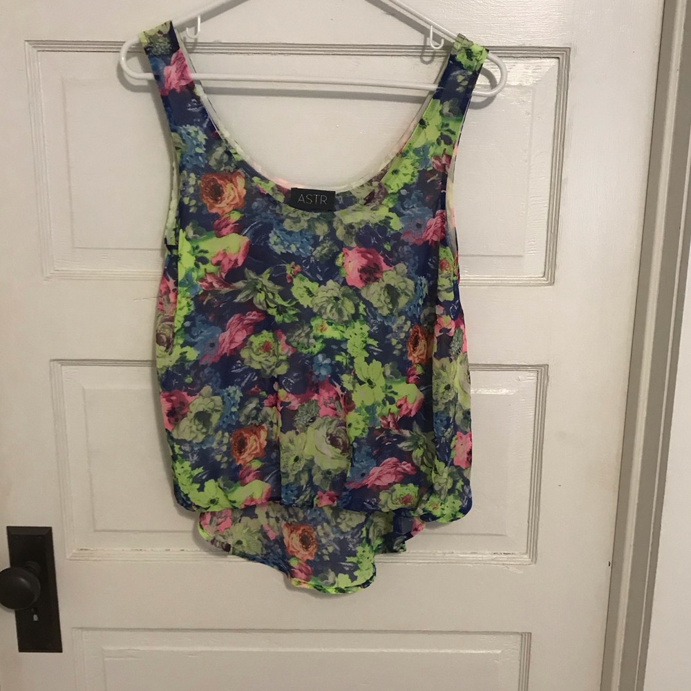 Neon floral ASTR brand shirt from Nordstrom